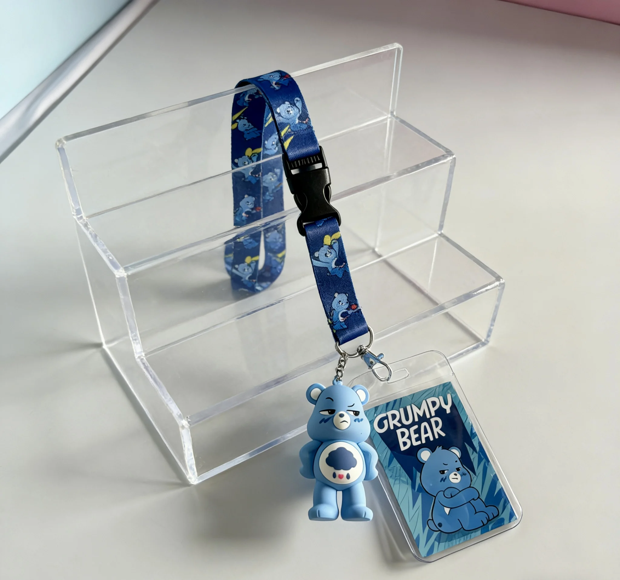 Care Bears Grumpy Bear Lanyard with Card Holder & 3D Charm – Cute ID Badge Holder for Daily Use