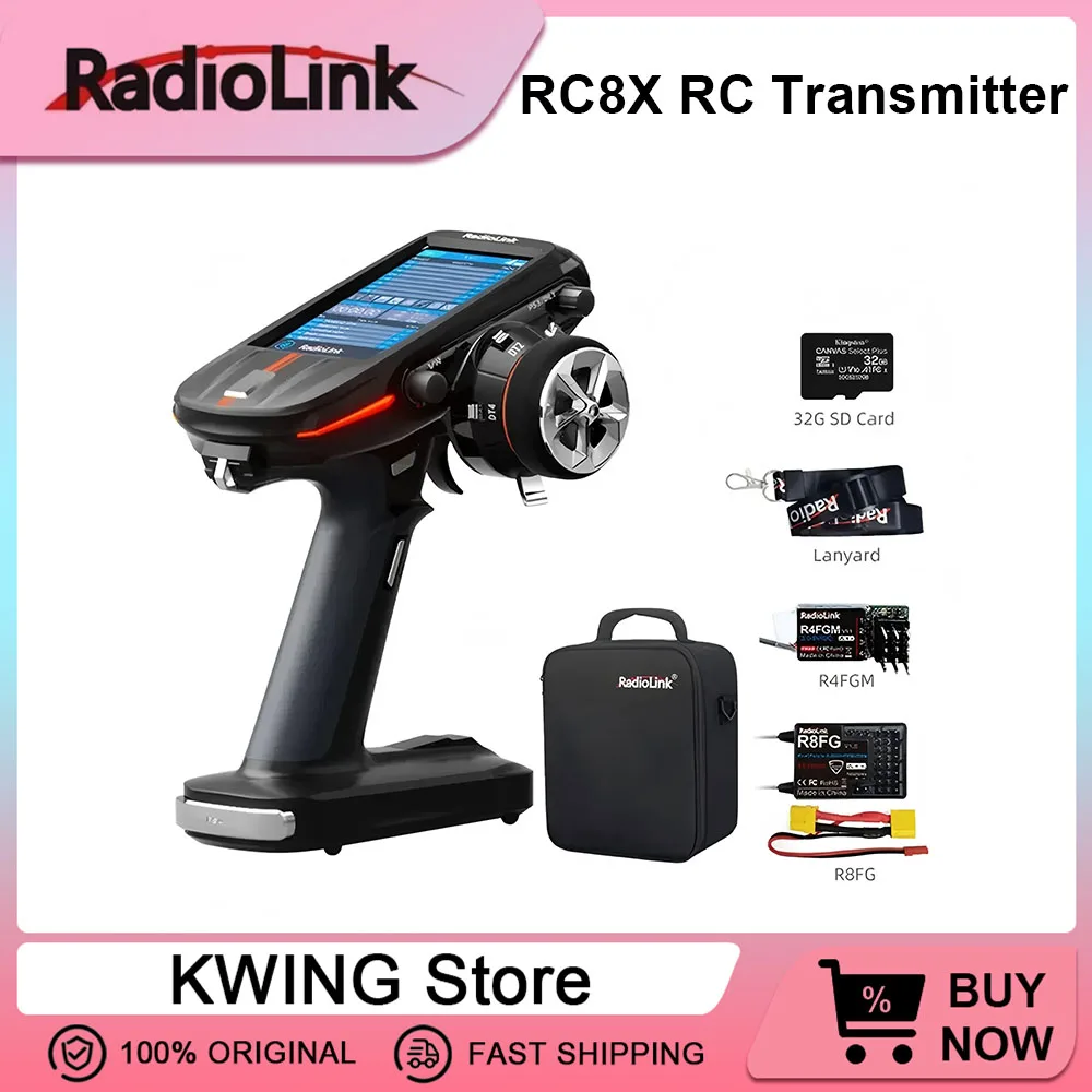 

Radiolink RC8X 8CH 2.4G RC Transmitter 4.3" LCD Touch Screen Compatible With TBS CRSF R8FG R4FGM For RC Cars Boats Robots