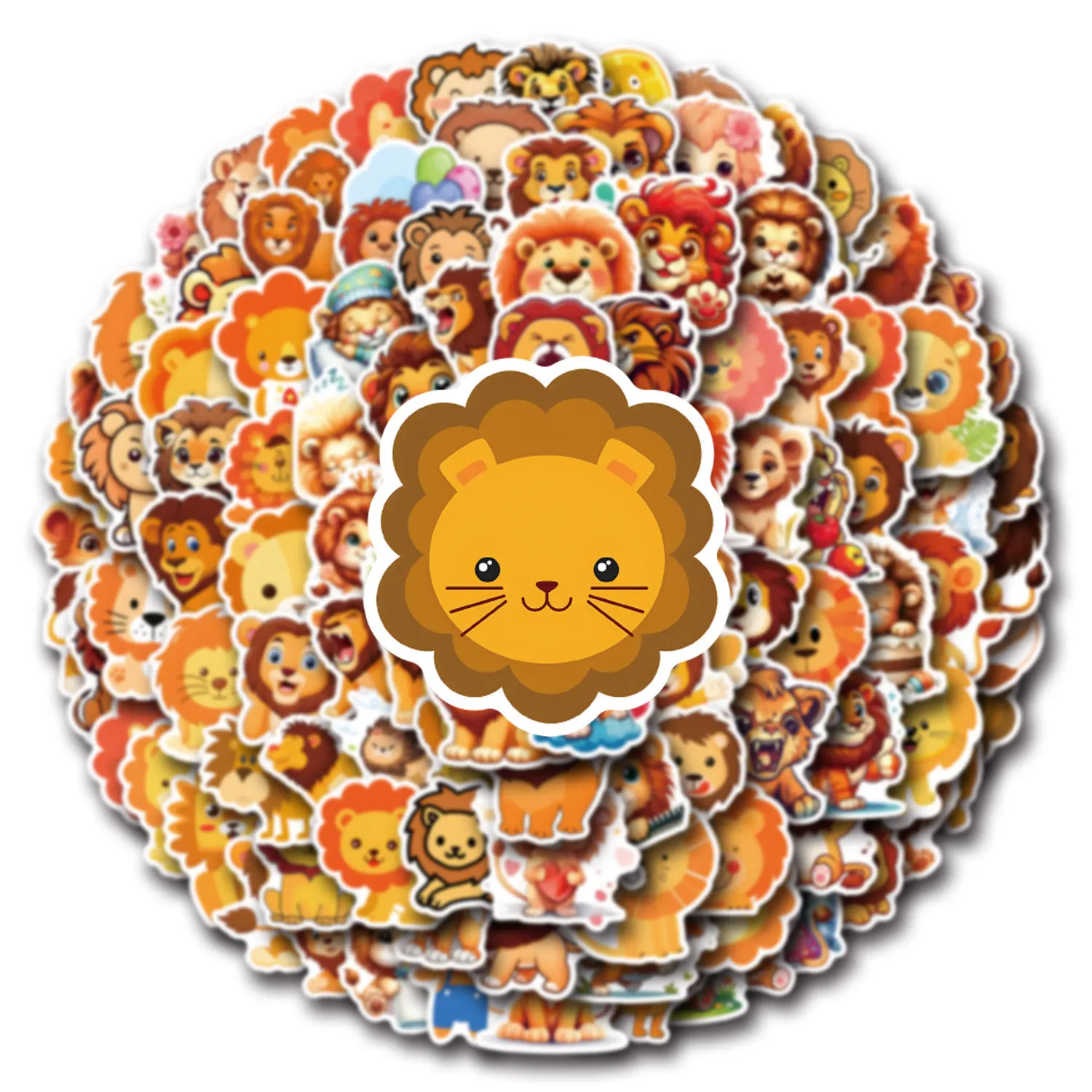

50/110PCS Kawaii Cartoon Lion Stickers Graffiti Decals Scrapbook Luggage Laptop Phone Car Bike Skateboard Animal Kids Toys Gifts