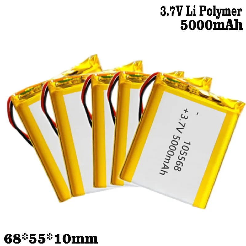 1-10PCS 105568 3.7V 5000mAh Polymer Lithium LiPo Battery for GPS DVD E-book Tablet Pc Laptop Power Bank Video Game