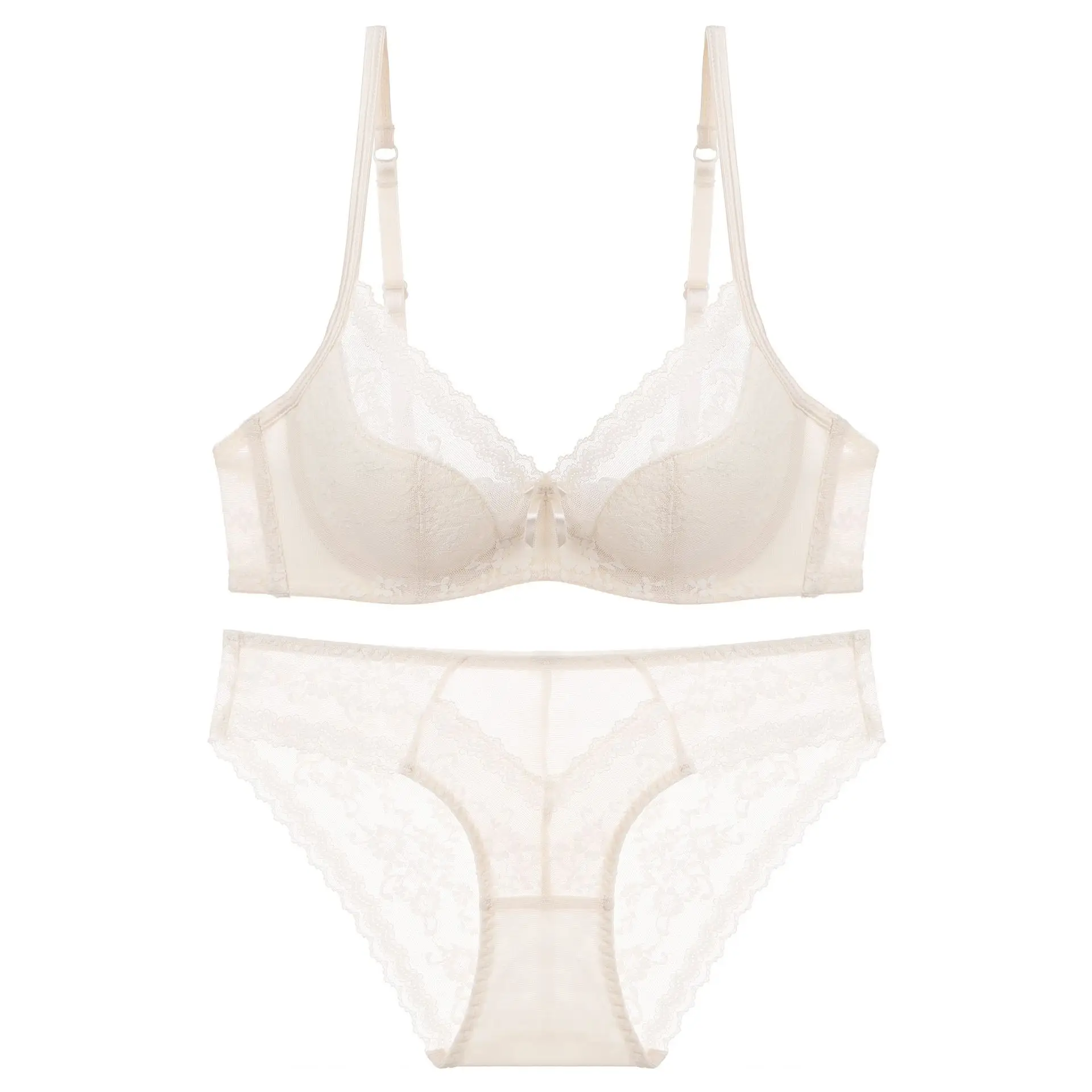 ملابس داخلية فرنسية جديدة لعام 2025 ملابس داخلية نسائية صيفية ذات رغبة نقية وكوب رفيع من الفولاذ الناعم ملابس داخلية مثيرة كبيرة الثديين صغيرة مضادة للترهل