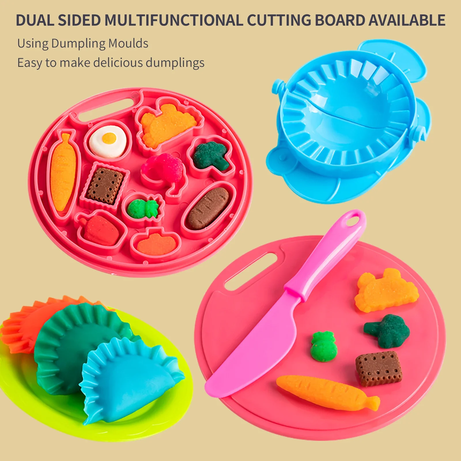 Giochi Macchina per noodle Stampi multipli Cartone animato Simpatico maiale Macchina per noodle Set di argilla Coltello Forchetta Set di argilla Giocattoli