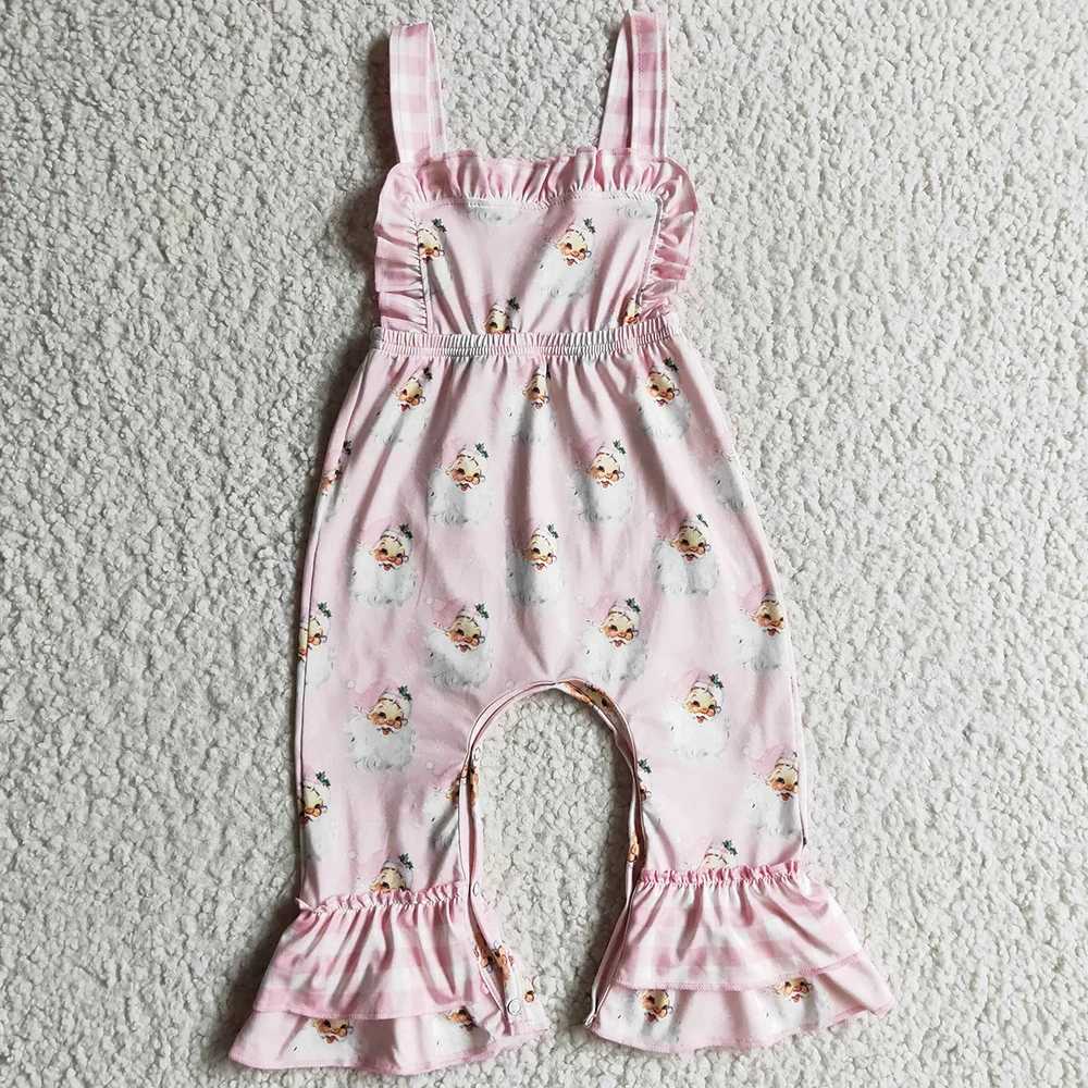 

New Design Baby Girl Jumpsuit Christmas Boutique Girls Clothes Kids Jumpsuit Romper Pink Santa Claus Cute Toddler Girls Jumpsuit