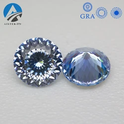 Ice Blue 100 Faces Cut Moissanite Stone with GRA Certificate 0.5-3.0ct Russian Cut Moissanita Diamonds Positive Pass Tester