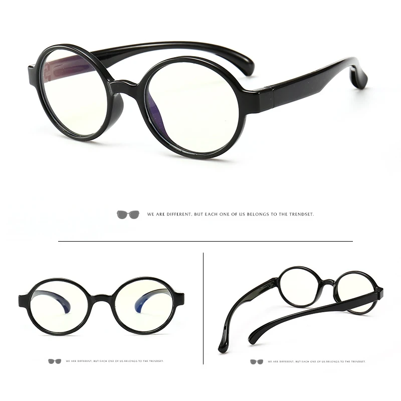 Round Anti Blue Light Kids Glasses Silicone frame eyeglasses Children Transparent Blocking Spectacles Computer For Boys Girls
