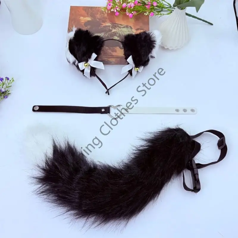 M68A CATS COSTUMES WOFF CATS FOXES TAIL CATS EAR HEART HEART NECKLACE CLACLACE COMPLIS