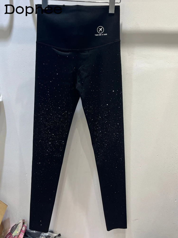 

Leggings Sports Women Fitness Korean Version Hot Diamond Barbie Pants 2025 Spring Hip Lift Leggings Women Black Slim Pants