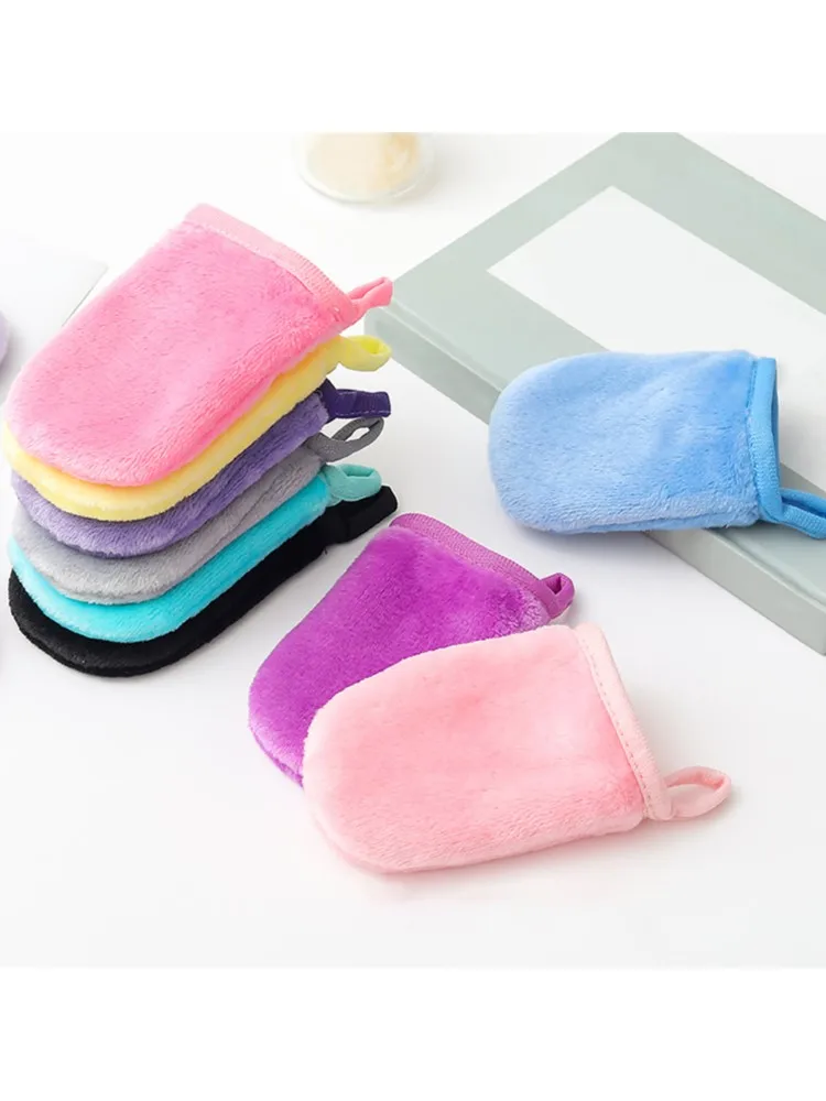 Gants de nettoyage démaquillants, serviette de soins du visage en microfibre réutilisable, gant de démaquillage, gant de nettoyage