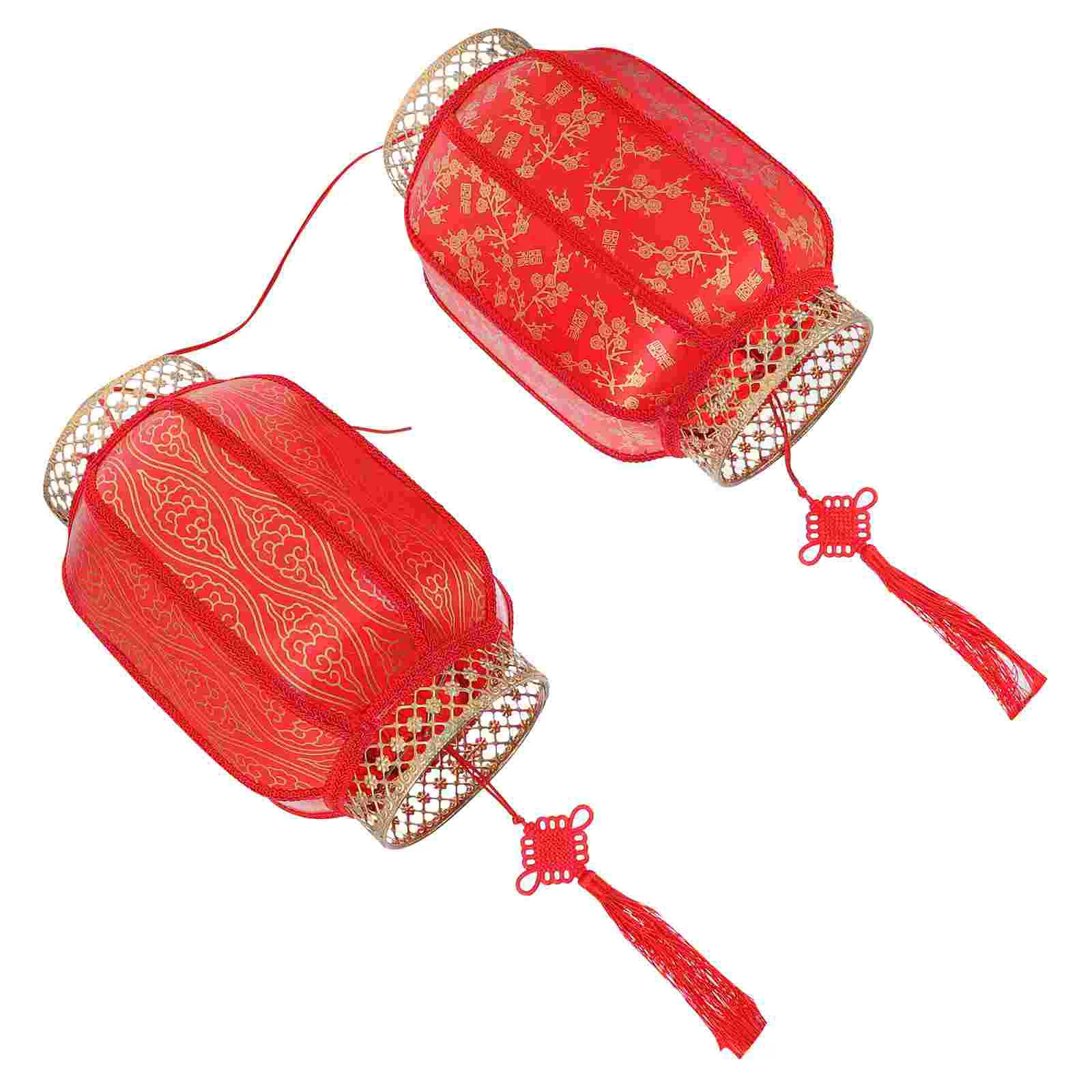 2 Pcs Lantern Decorative Red Decoration Chinese Gift New Year Outdoor
