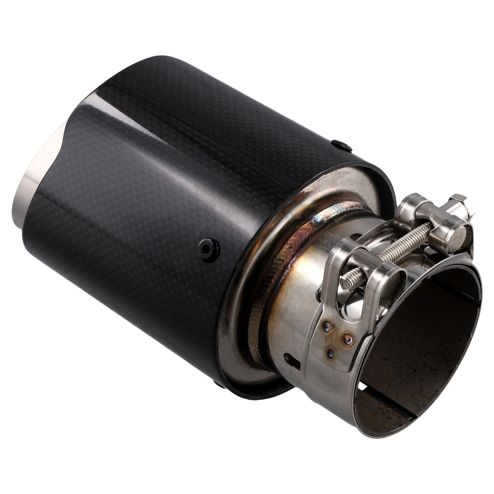 Car Bright Carbon Fiber Exhaust Tip 60-89MM Universal Car Exhaust Pipe Modification Tail Throat Clip-on Tail Pipe