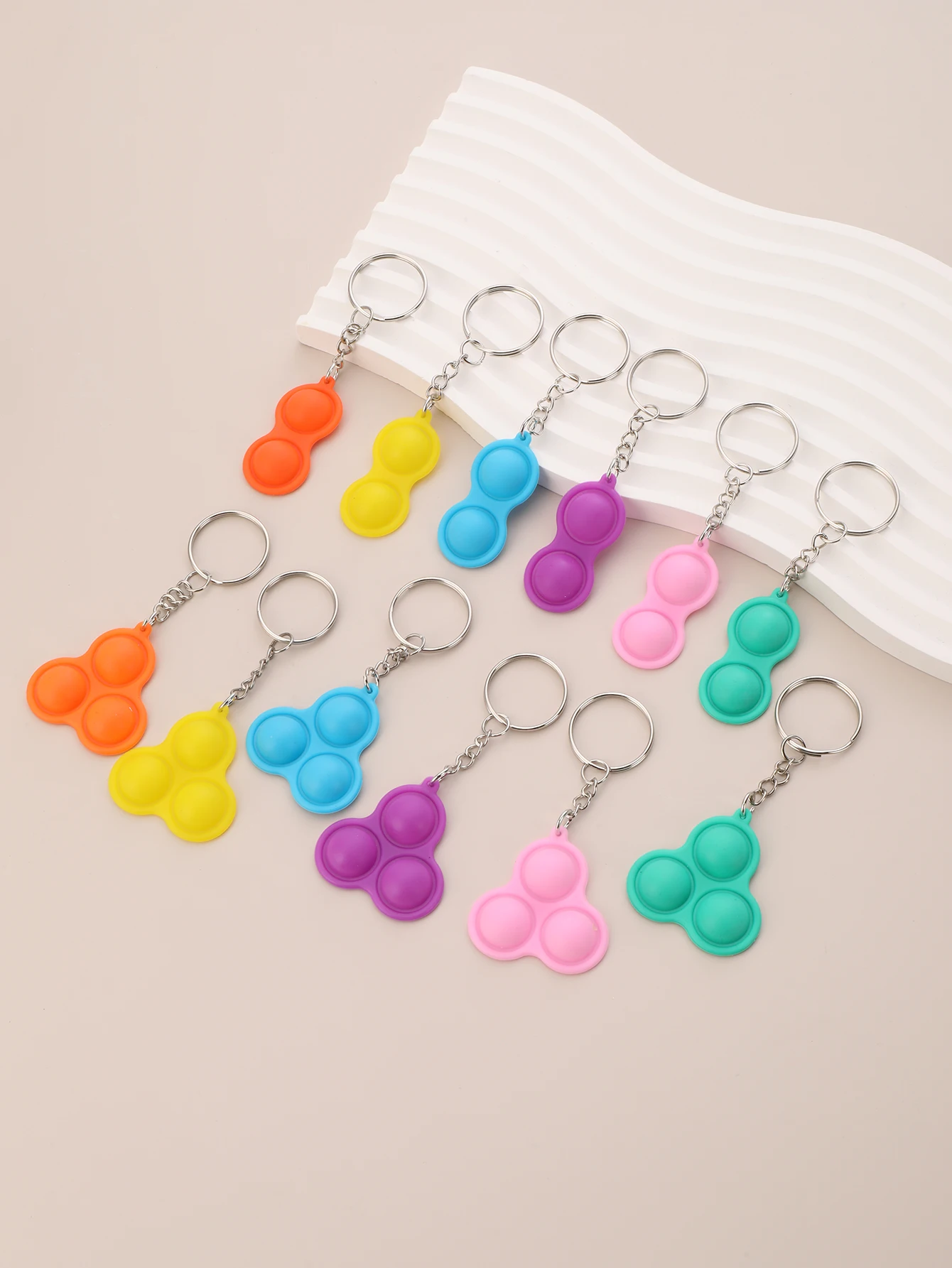 12pcs Mini Pop Fidget Keychain Sensory Fun Toy, Anti-Anxiety Stress Relief Autism Luggage Accessories