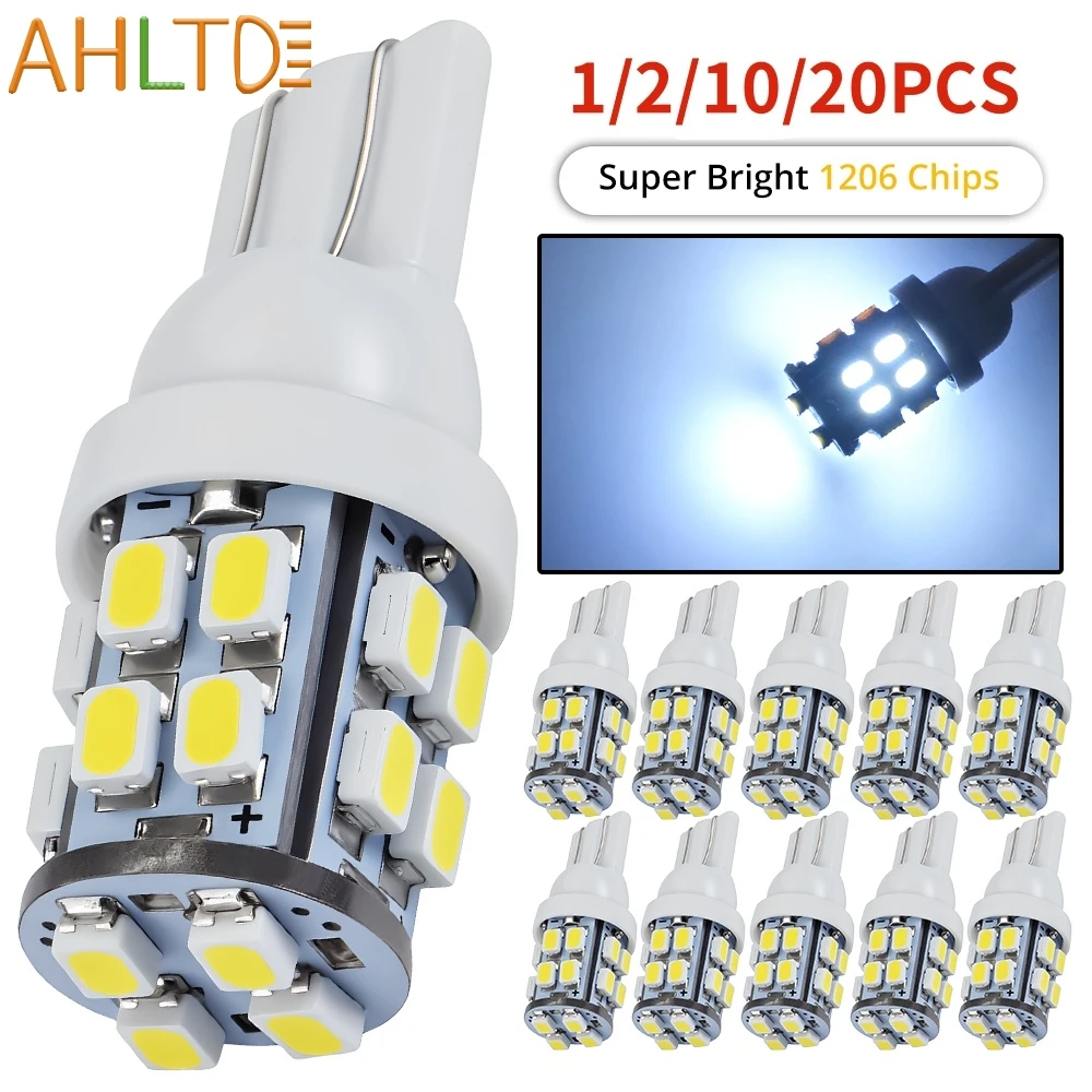 

1/2/10/20PC Car Wedge side Signal light T10 1206 20SMD W5W dome Reading Trunk Bulb Auto License Plate Clearance Lamp 12V White