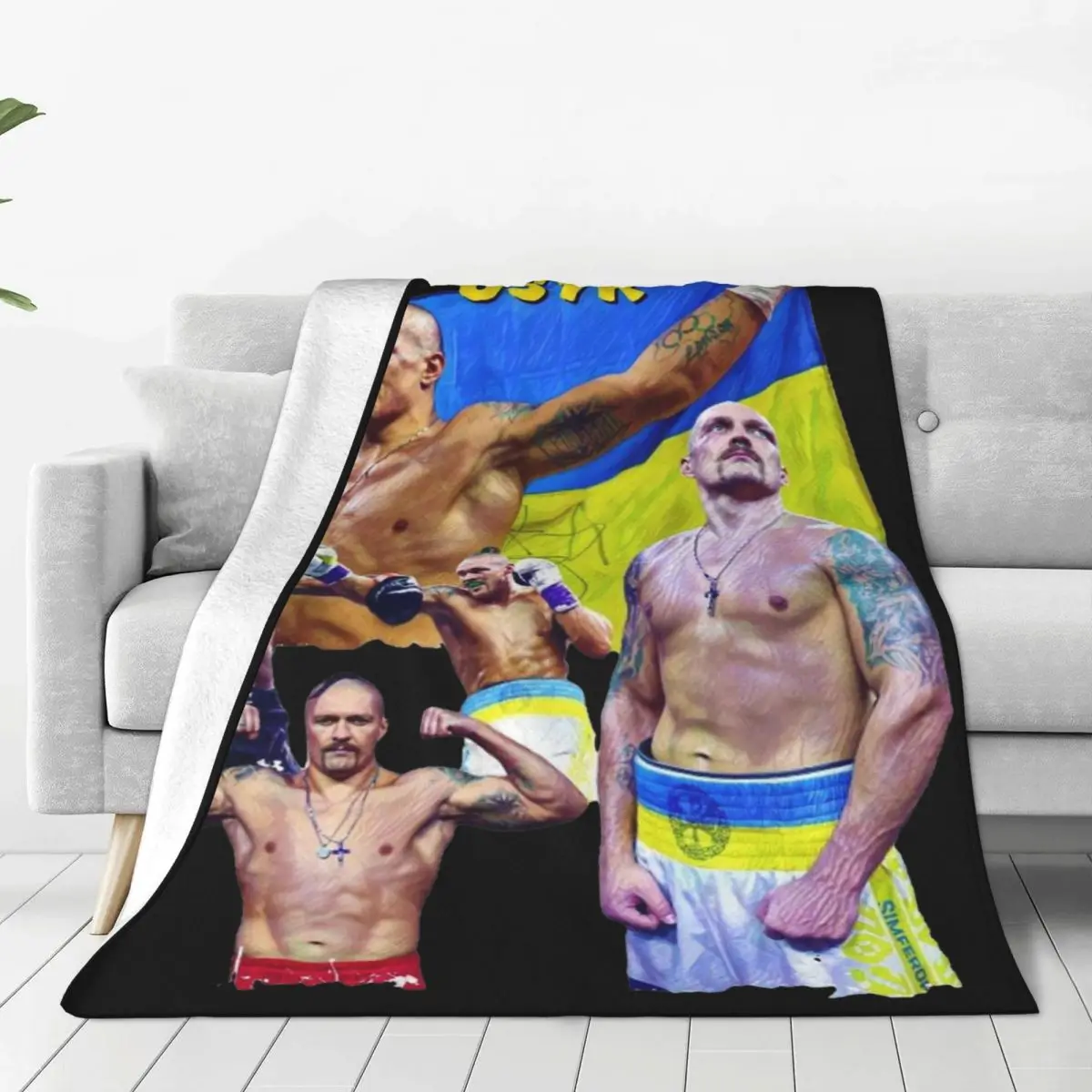 Oleksandr Usyk Boxing Boxer Blanket Flannel Decoration Undisputed Heavyweight Cozy Warm Throw Blanket for Home Outdoor Rug Piece