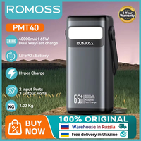 ROMOSS PMT40 40000mAh Power Bank 65W Fast Charge Powerbank Rechargeable External Battery For Xiaomi 14 iphone Smartphones Laptop