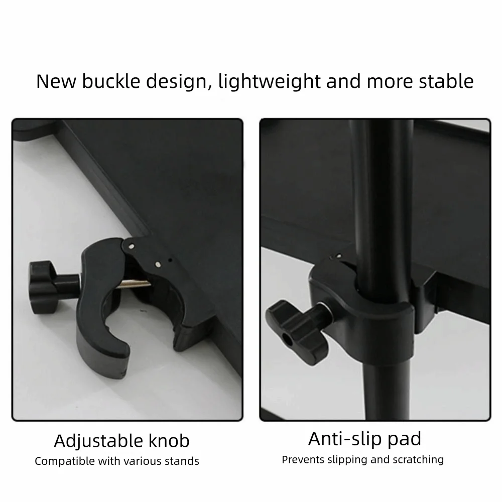 

Universal Plastic Microphone Stand Tray Black Adjustable Clamp Tray Holder Sound Card Tray Live Streaming