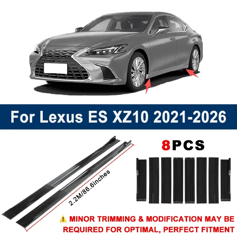 

Aerodynamic 2.2m Sectional Side Skirt Extension Lips Racing Side Spoiler For Lexus ES XZ10 2021-2026 2022 2023 Sport Upgrade Kit