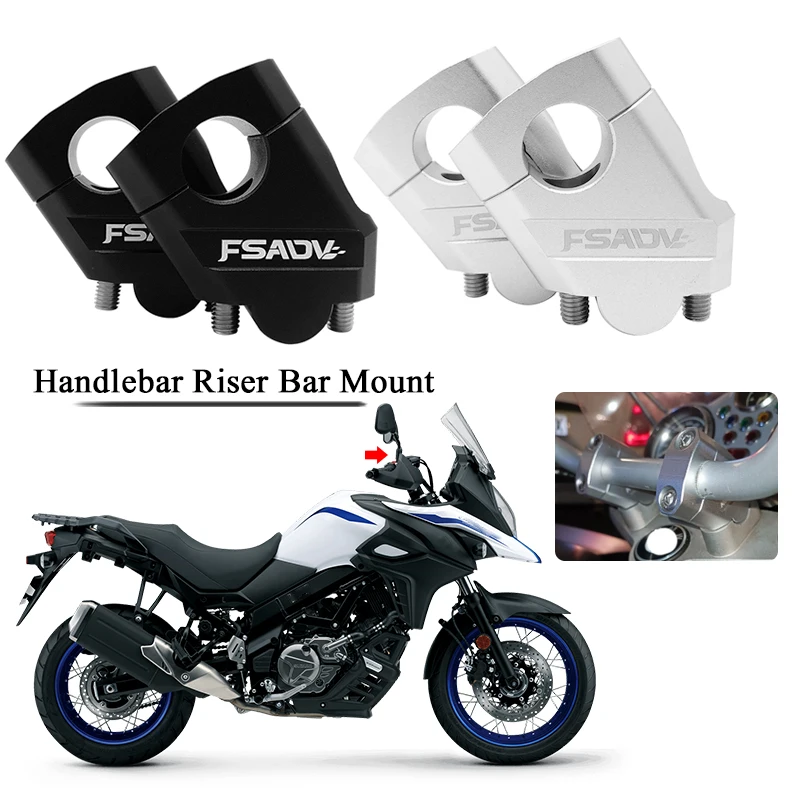 22mm Handlebar Riser Bar Mount Handle Clamp Silver Black For SUZUKI DL650 V-Strom 650 DL 650 VStrom 650 VStrom650 Motorcycle