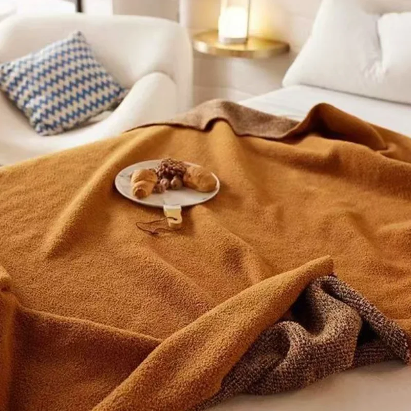 Nordic 130X170Cm Living Room Sofa Blanket Skin-Friendly Solid Bedroom Bedside Towel Multifunctional Office Airplane Nap Shawl