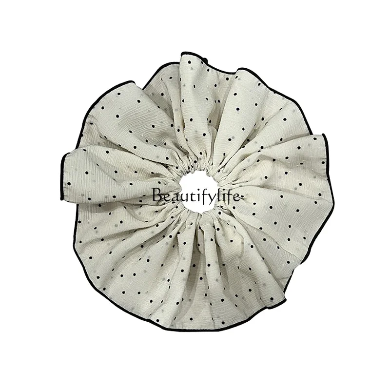 Double-layer white large polka dot hair band retro French simple and elegant head flower hair rope