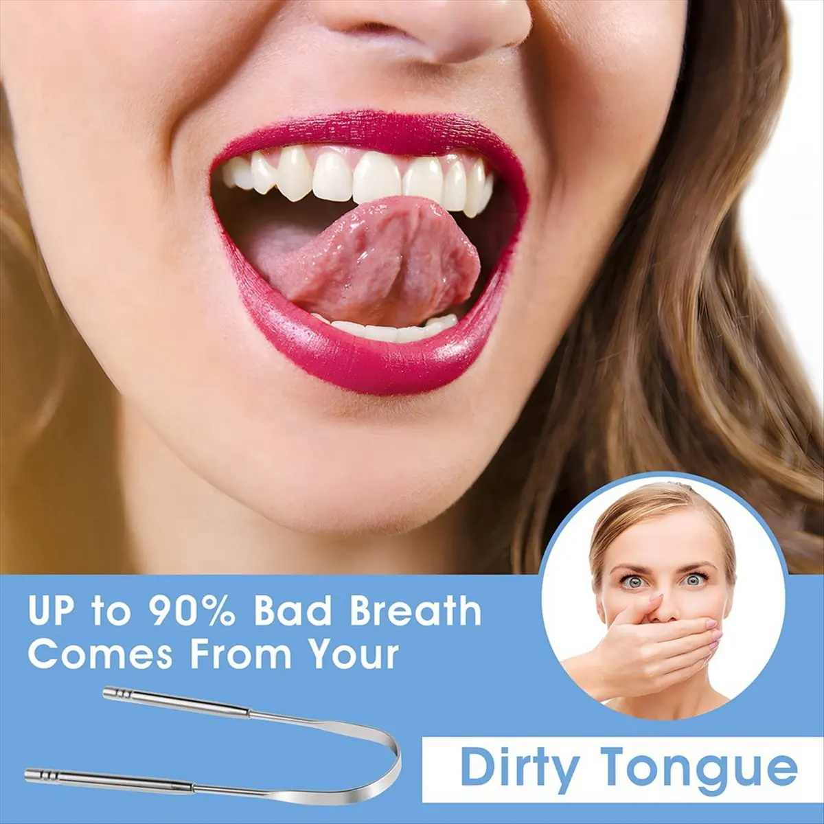 COFA 2 Pieces Tongue Cleaner,Metal Tongue Cleaners Tongue Cleaner for Adults Oral Care Tongue Tool