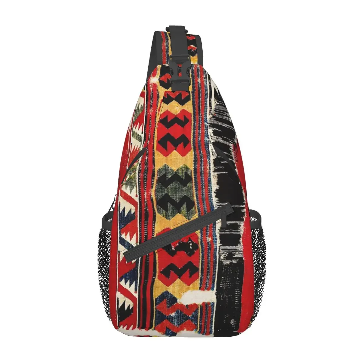 

Antique Turkish Kilim Small Sling Bag Chest Crossbody Shoulder Backpack Travel Hiking Daypacks Boho Bohemian Fashion Bag