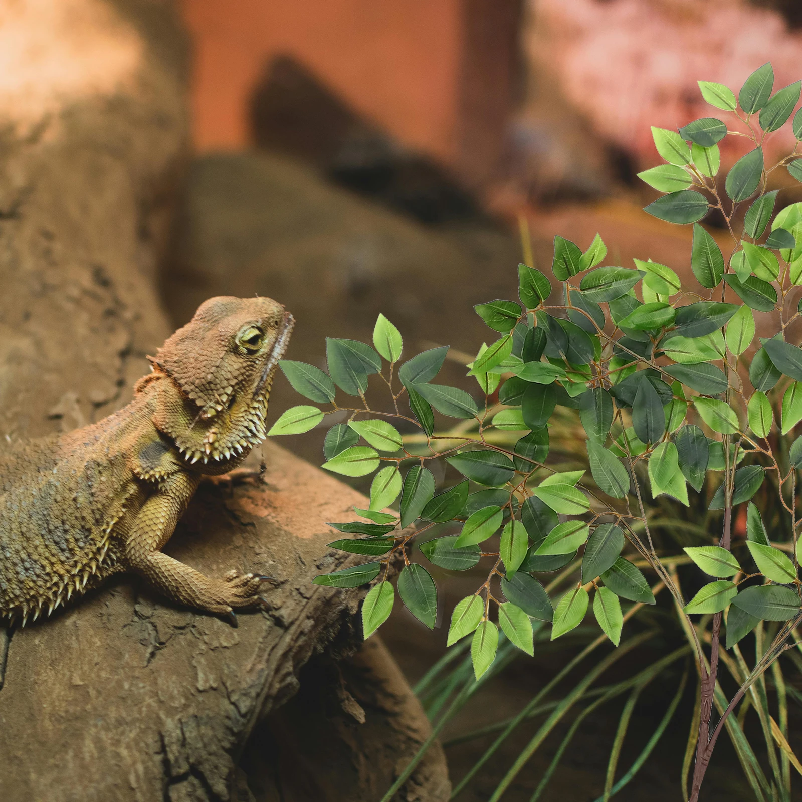 محاكاة ورقة ديكور معلق 12 بوصة لزواحف تررم وهمية نباتات الروطان الموئل الديكور مخبأ طبيعي ل #6