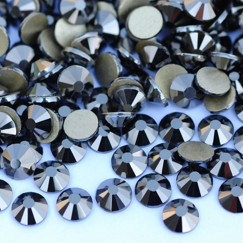 5A Hämatit-Kristall-Strasssteine, flache Rückseite, nicht heißklebend, für Kleidung, DIY-Nagelkunst, Schmuck, Basteldekoration – Detail 3