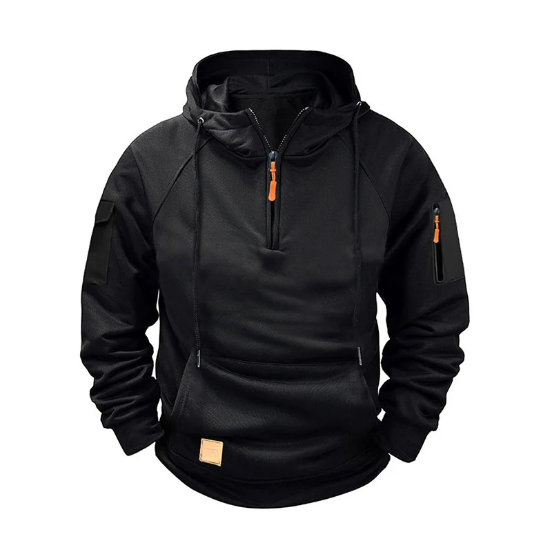 Herbst Winter Herren Casual Sport Multi Reißverschluss Arm Tasche Hoodie Pullover Kapuzenpullover Sport Casual Sweatshirt Herren Tops