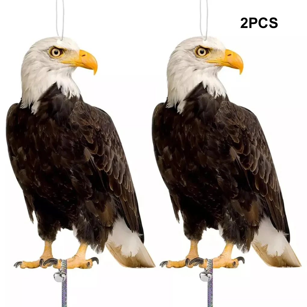 2x repelente de aves falso impermeable repelente de aves dispositivos de susto decoración carillón de viento búho espantapájaros repelente de aves con campanas colgantes