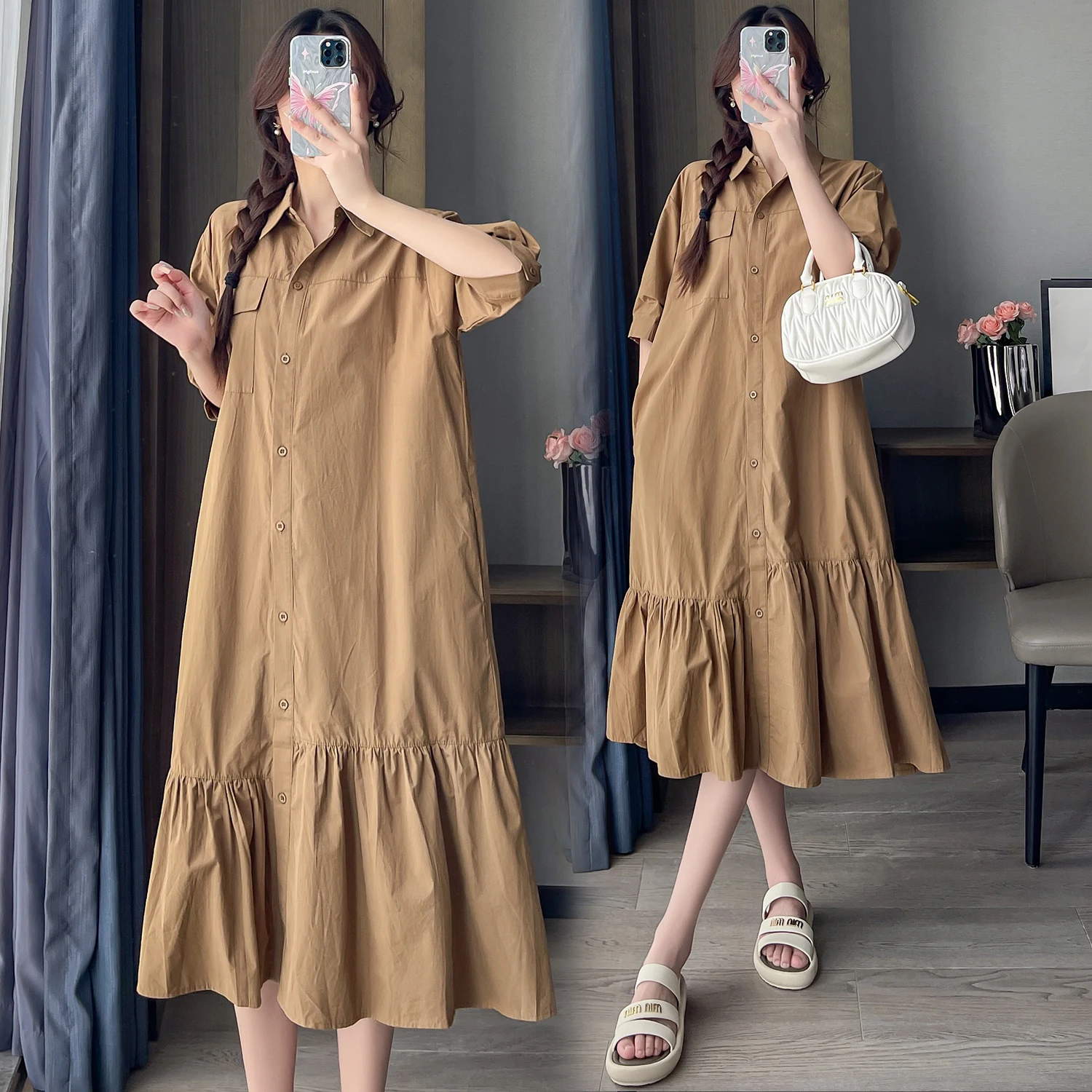 

Летняя женская длинная юбка размера плюс в Корейском стиле, свободная длинная юбка большого размера, хлопковая длинная юбка для поездок на работу