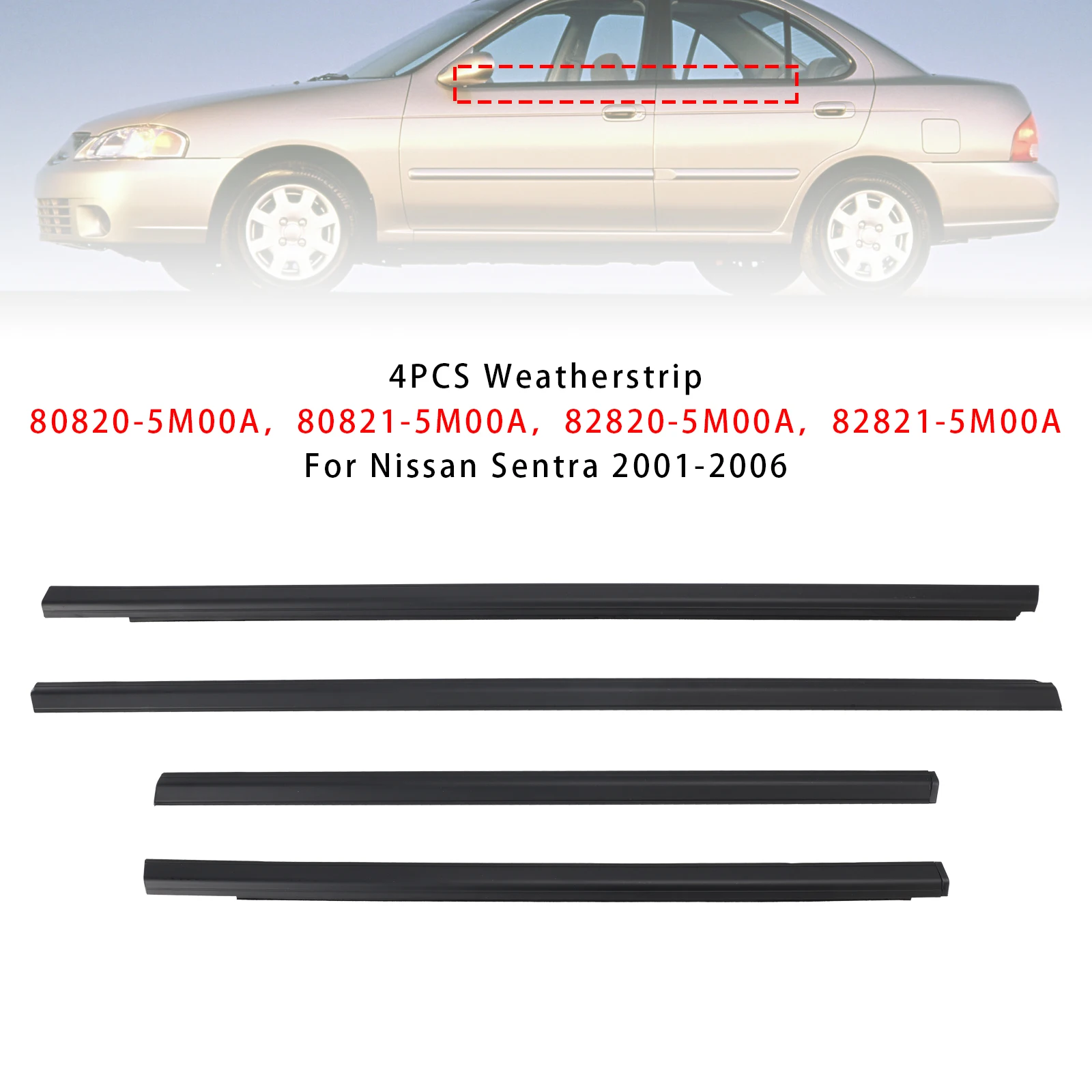 

Topteng 4PCS Weatherstrip For Nissan Sentra 2001-2006