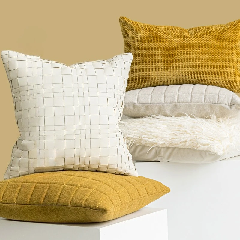 30X50/45X45/50X50CM Yellow Beige Throw Pillow Cover Simple Modern Homestay Waist Cushion Cover Decor Home Decorative Pillowcase