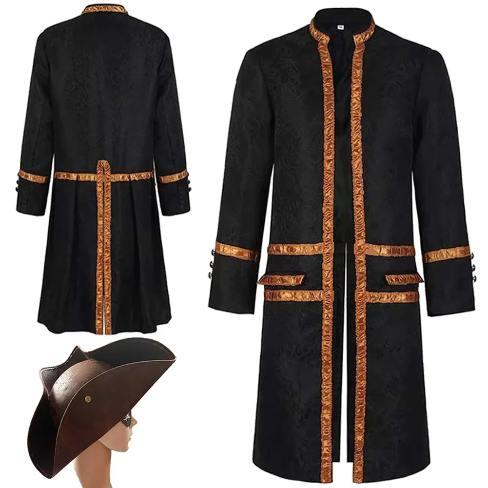 Medieval Pirate Cosplay Fantasy Hat Clothing Retro Vintage Stage Costume Disguise Adult Men Roleplay Fantasia Outfits Male
