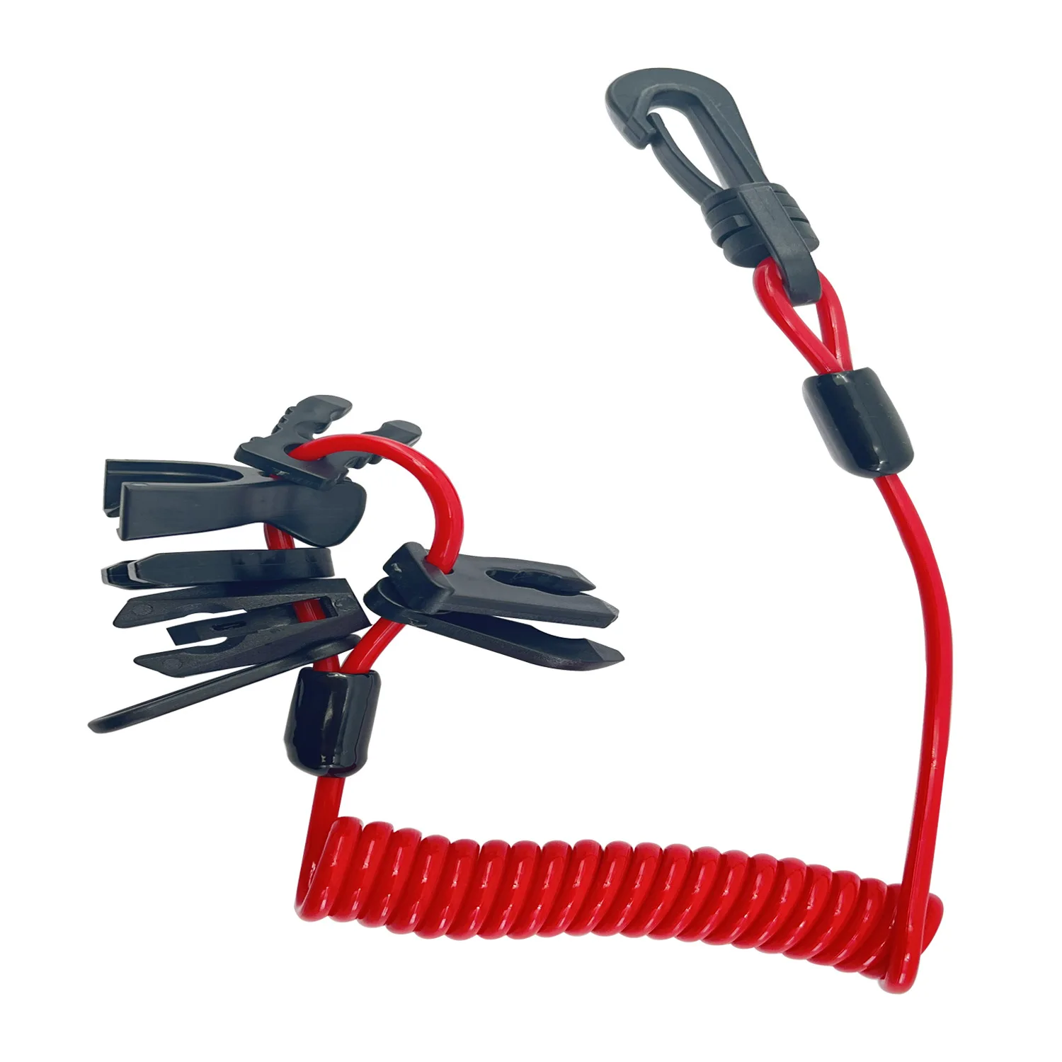 160cm Boat Safety Lanyard Kill Switch Stretchable Universal Boat Outboard Engine Kill Stop Switch 7 Keys Safety Connector Cord