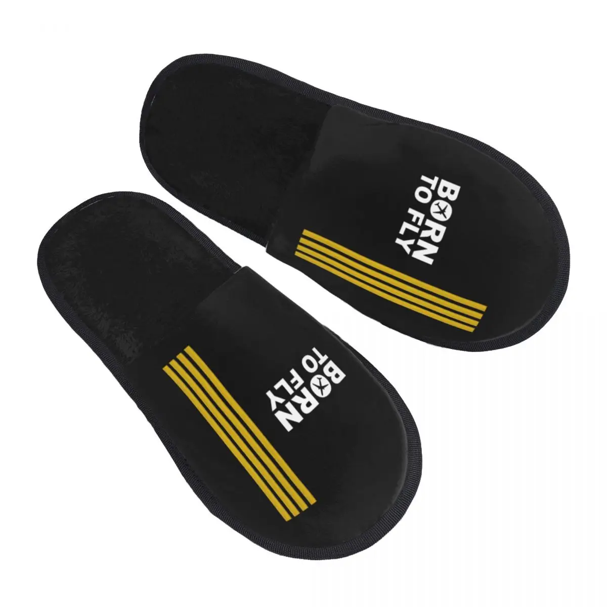 Custom Born To Fly Captain Stripes Flight Pilot Guest Slippers for Spa Women Aviation Aviator Airplane House Slipper