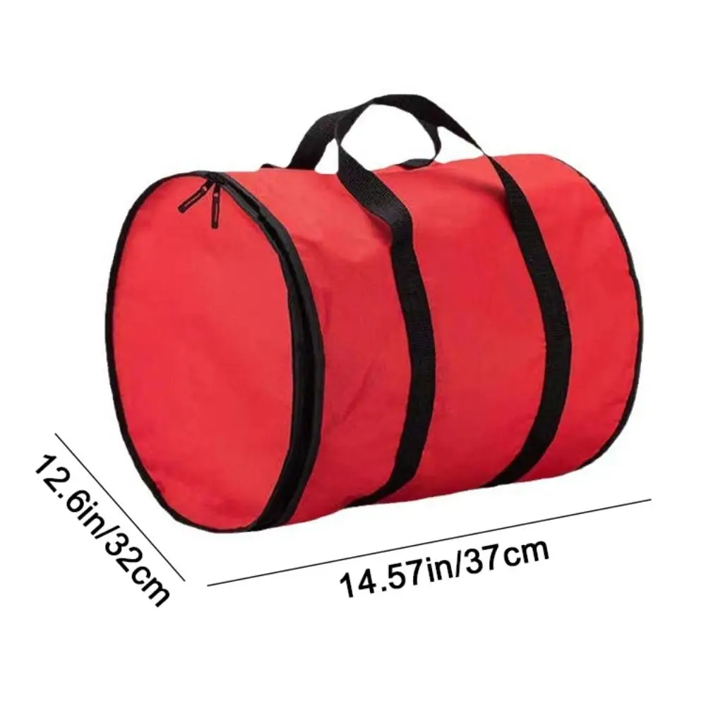Red Christmas String Lights Storage Bag Round Large Capacity Christmas Storage Bag Waterproof with Handle Christmas Light Bag