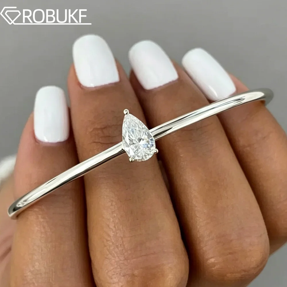 

1CT Pear Cut Solitaire Moissanite Diamond Wedding Bangle for Women S925 Silver Waterdrop Shape Bracelet Jewelry Gifts Certified