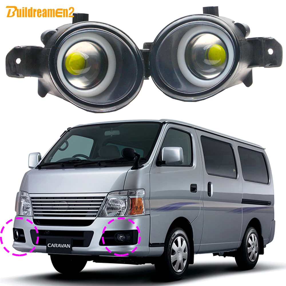

2 Pieces Car LED COB Fog Lamp with Angel Eye DRL Daytime Running Light Design For Nissan Urvan Caravan E25 Facelift 2004-2010