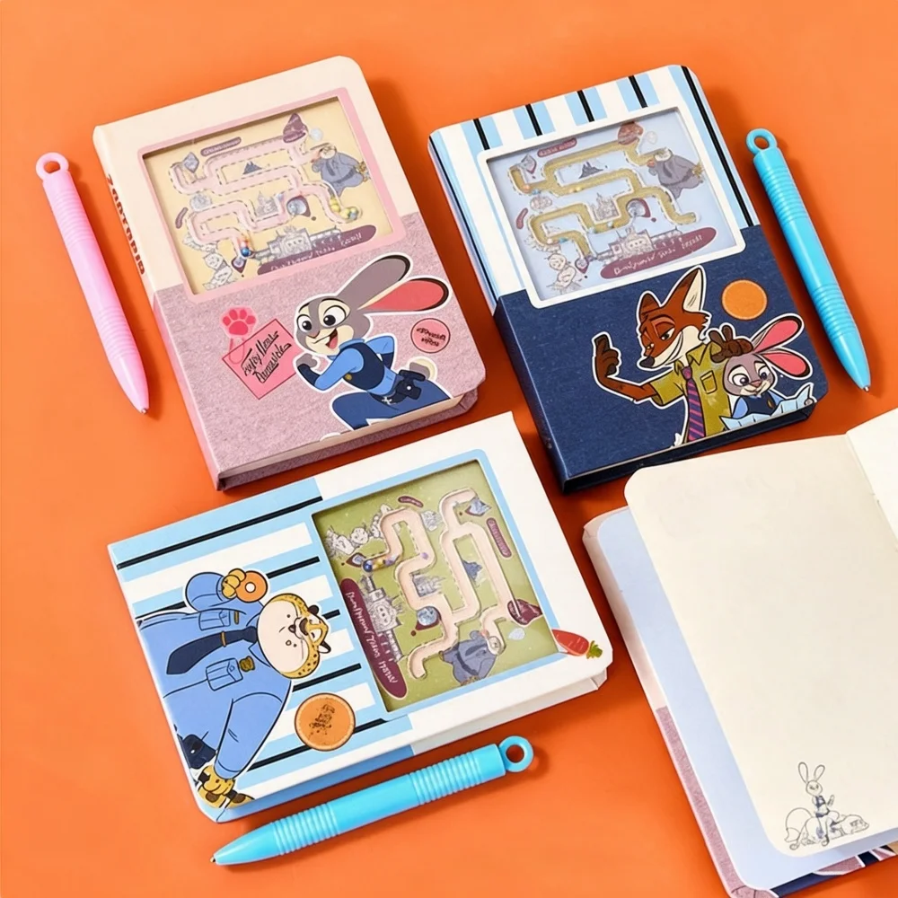 Genuine Disney Zootopia Maze Notebook 64 Sheets Hardcover Magnetic Puzzle Journal with Pen Writing Diary for School Office Gifts