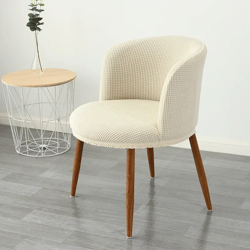 

Nordic Lattice Elastic Round Armchair Cover Solid Color Thickened Stool Cover Home Hotel Family Party Chair Dust Cover Universal