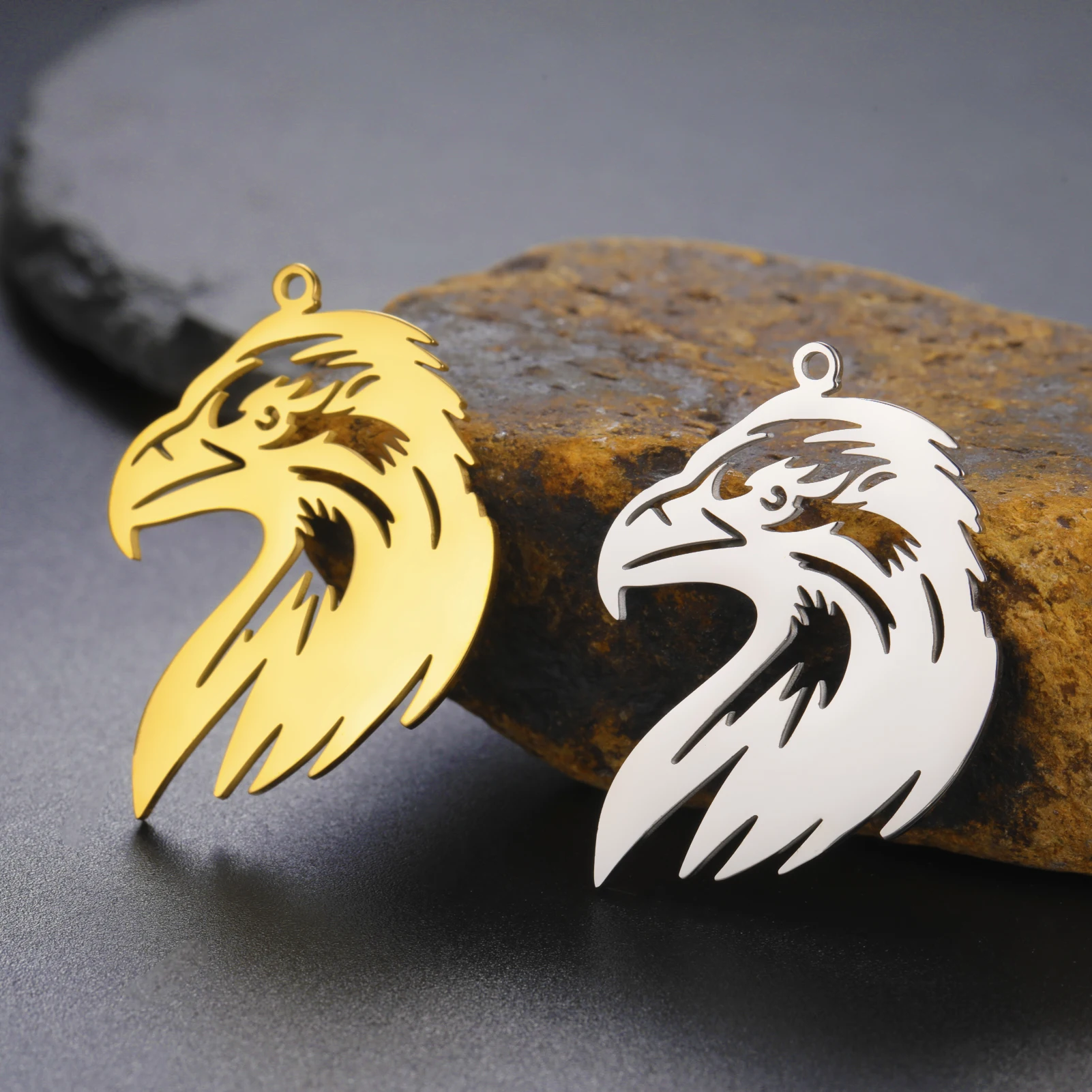 EUEAVAN 1pc Stainless Steel Eagle Pendant Gothic Wild Bird Charm Necklace Earrings Jewelry Making Accessories Valentines Gift