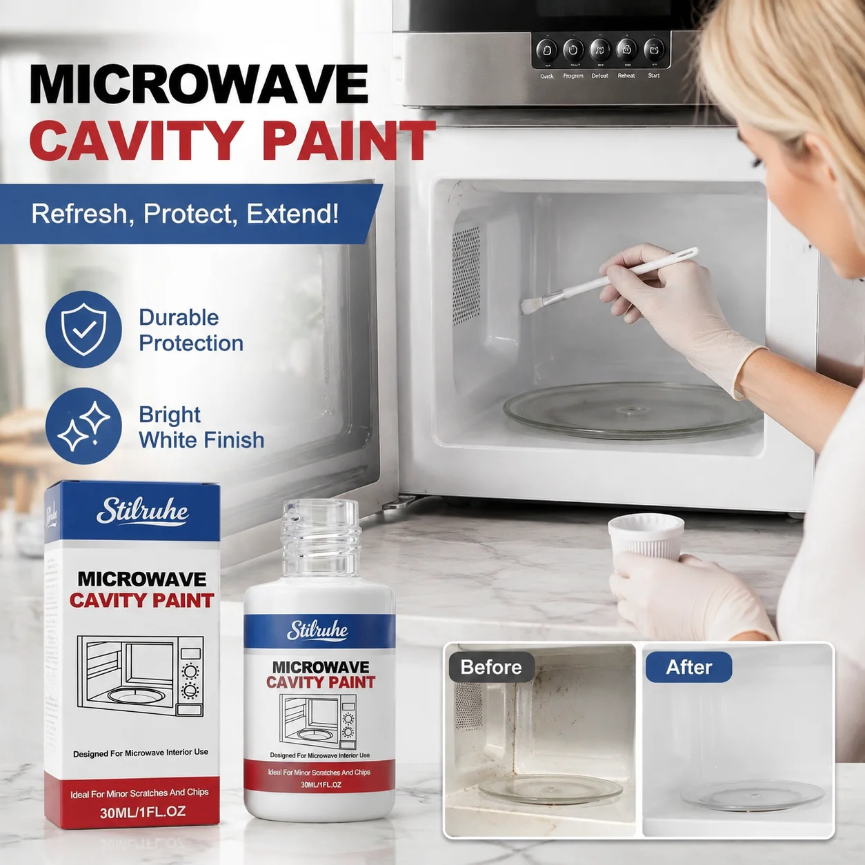 1/2/3/4/5 Pcs Microwave Touch Up Paint Heat Resistant Cavity Paint Appliance Scratch Repair Microwave Interior Paint White 30ml