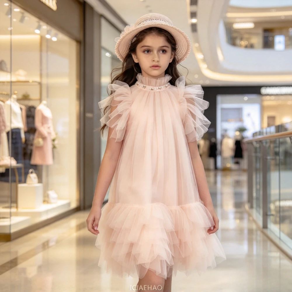 Party Dress Summer New Children Girls Halter NeckOutfit Daily Princess Gown Costume Tulle Cake Tutu Skirt Kids Pageant Show