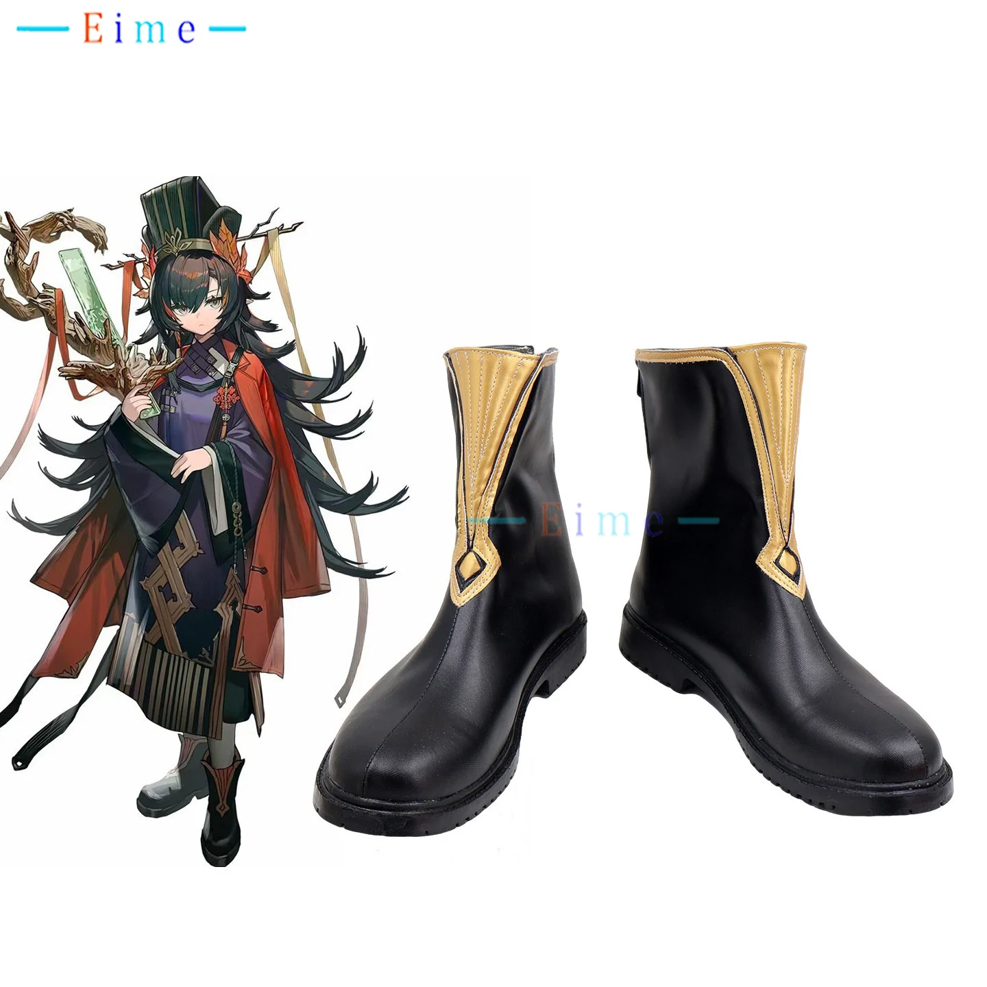 

Arknights Chun Black Boots Game Cosplay Shoes Halloween Carnival PU Shoes Custom Made Big Size