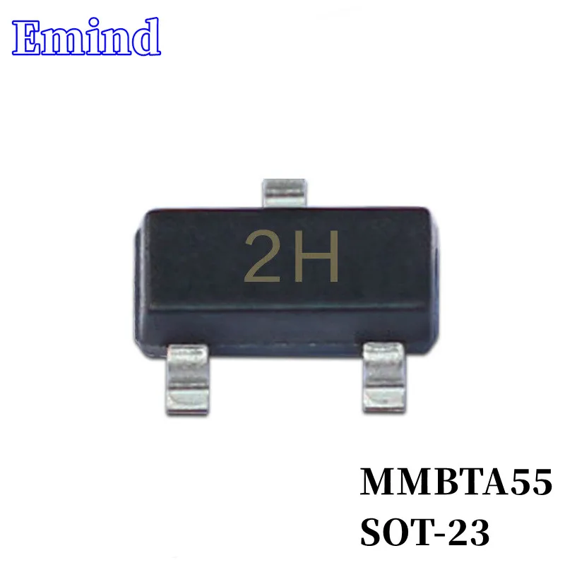 500/1000/2000/3000Pcs MMBTA55 SMD Transistor SOT-23 Footprint 2H Silkscreen PNP Type 300V/500mA Bipolar Amplifier Transistor