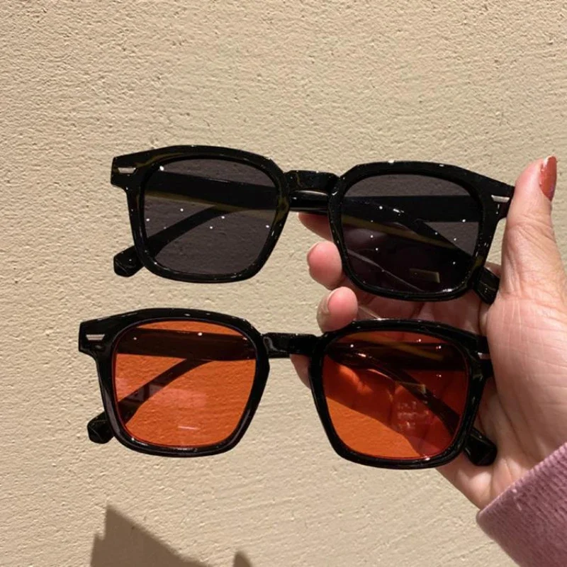 Vintage Brand Square Sunglasses for Women Men Trending Decorative Sun Glasses Rectangle Tinted Lens Blue Casual Goggles