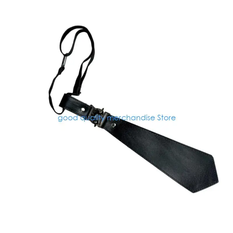 ربطة عنق Y5JD من جلد البولي يوريثان والمعدن قابلة للتعديل وربطة عنق حديثة لحفلات الزفاف واجتماعات العمل بأسلوب متطور يومي