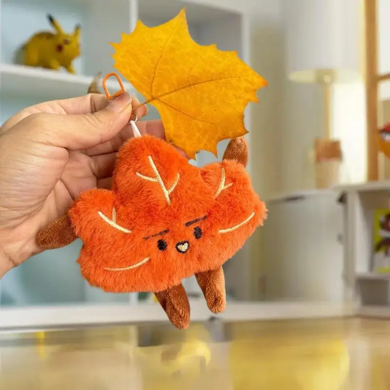 Schattige cartoon esdoornblad pluche sleutelhanger gevulde pop zacht speelgoed cadeau - autosleutelhanger tas charme rugzak decor