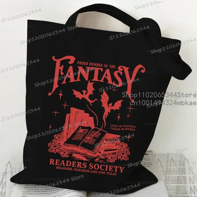 Fantasy Readers Society Women's Handbags Vintage Skull Books Flower Shoulder Bags Fashion Bookworm Casual Read Lover Tote Bags