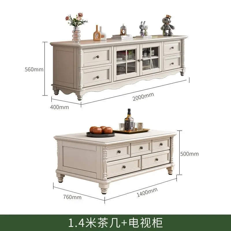 room coffee table TV cabinet combination small apartment style white kung fu tea table combination ten coffee table